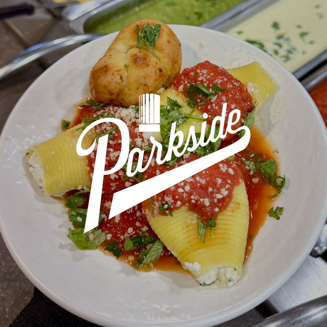 Parkside logo over food