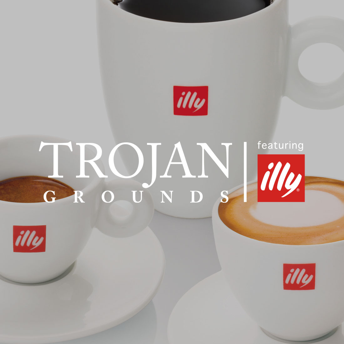 Trojan Grounds over various cups of illy coffee